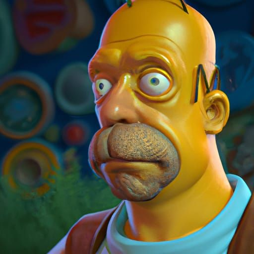 Hyperdetailed Portrait of Homer Simpson in Digital Art Style