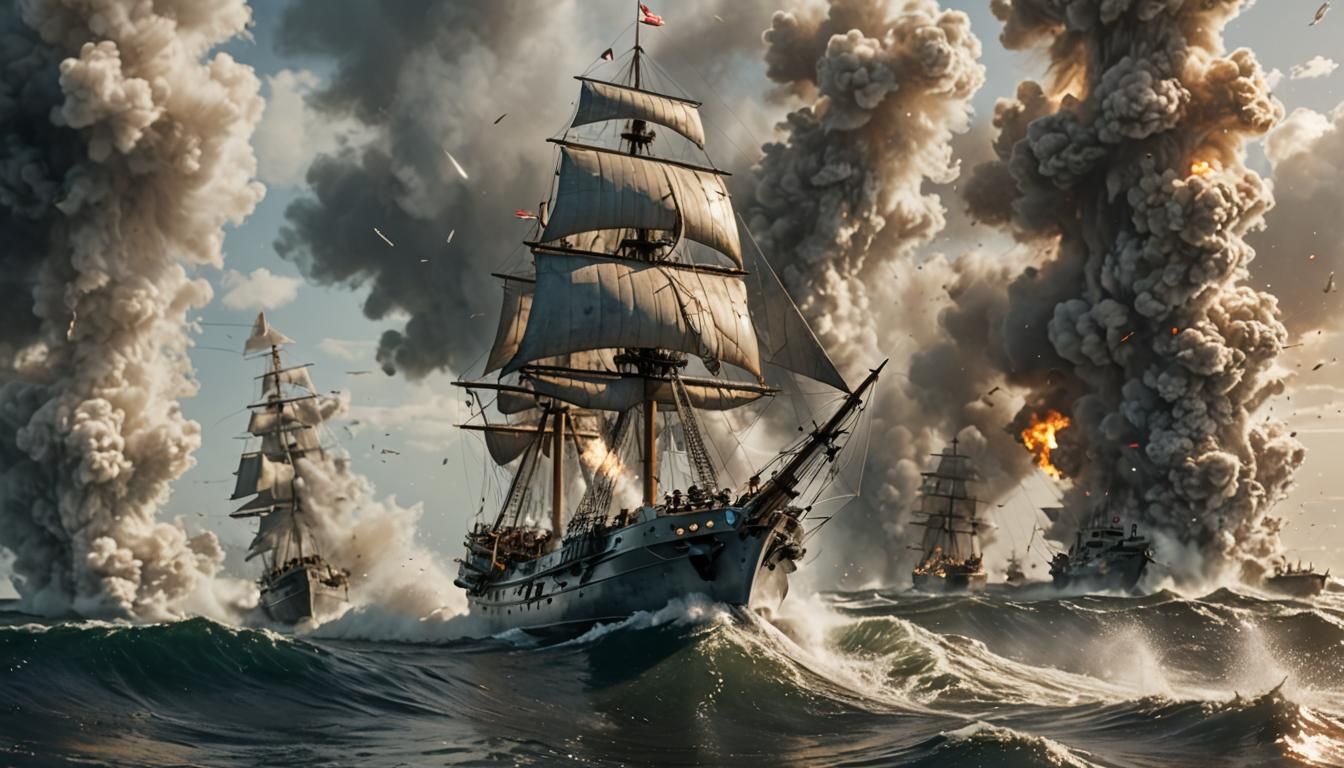 Corvette Breaks Through Enemy Blockade in High-Action Scene