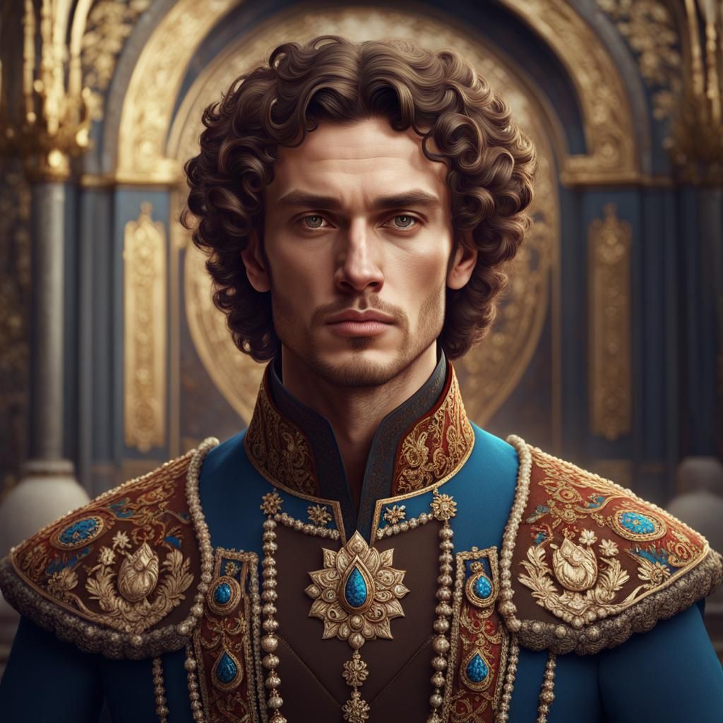 Young Russian Royal in Traditional Clothing