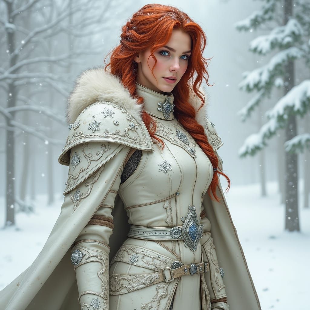 Woman in Winter Armor, Industrial Fantasy Style
