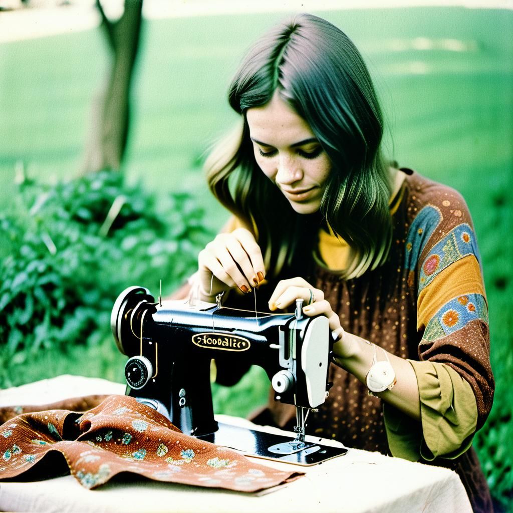 Young Woman Sewing in Natural Light