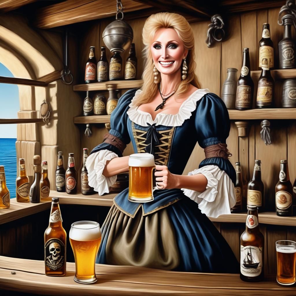 Morgan Fairchild as 17th Century Barmaid, Hyperrealistic Art