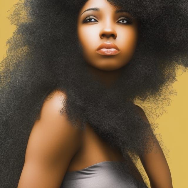 Detailed 4K Portrait of Black Woman with Afro