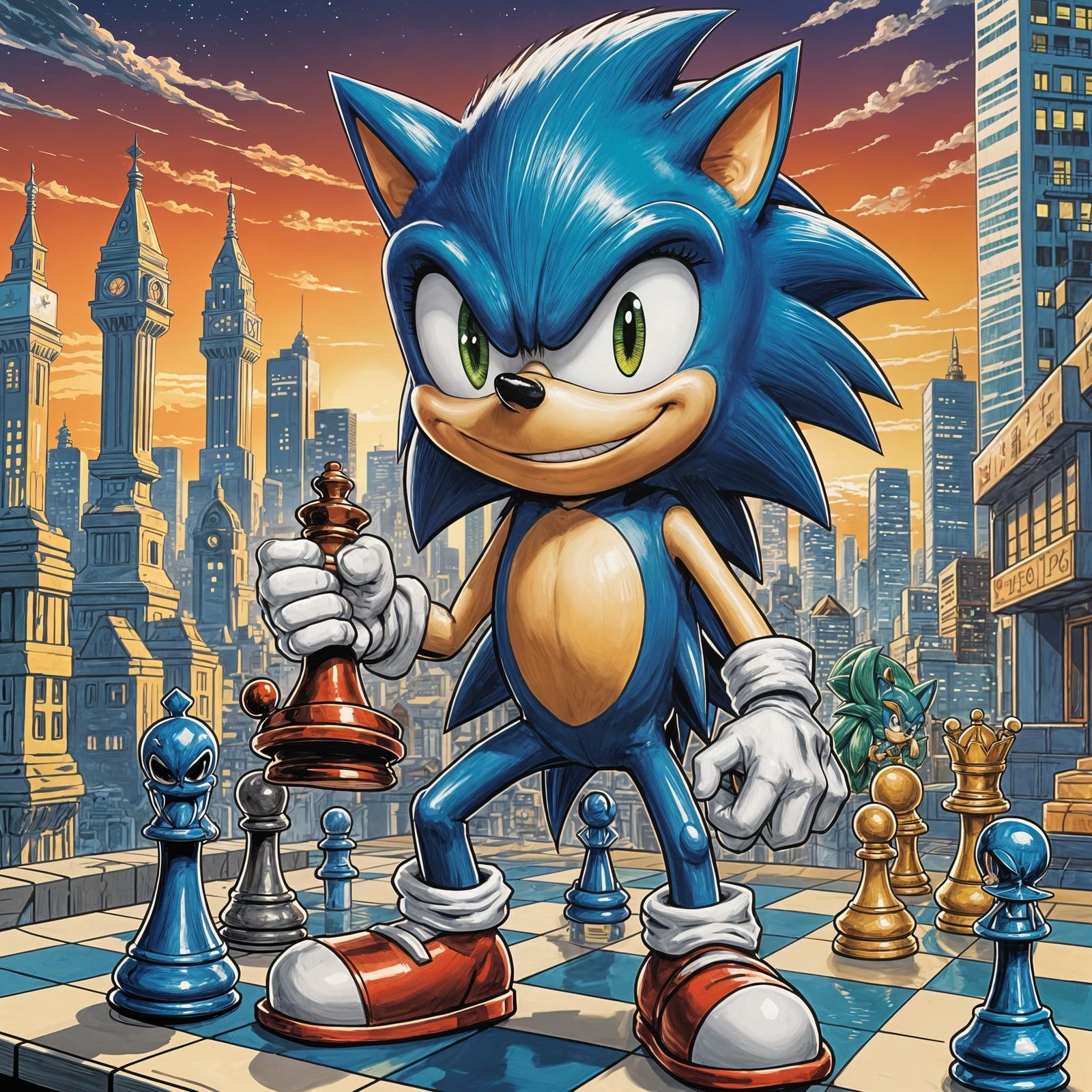 Manga Sonic the Hedgehog as Chess Master