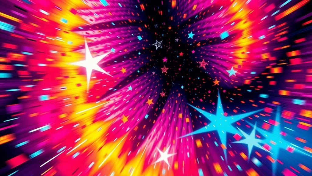Vibrant Glitch Art Star Field in 8-bit
