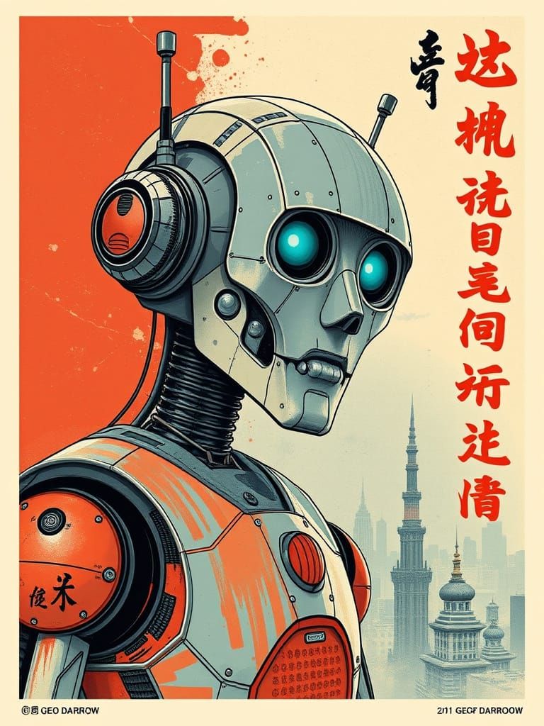 Vintage Robot Movie Posters in a GEOF DARROW Aesthetic with ...