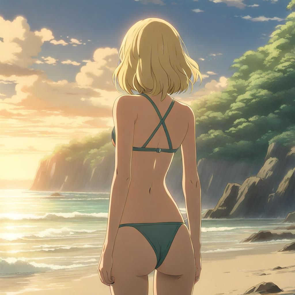 Blonde Woman in Bikini, Anime Key Visual