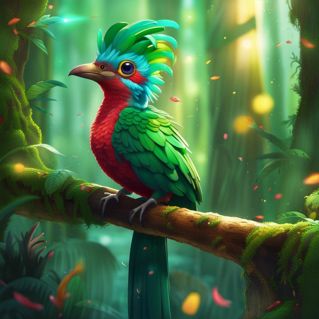 Quetzal in a forest.