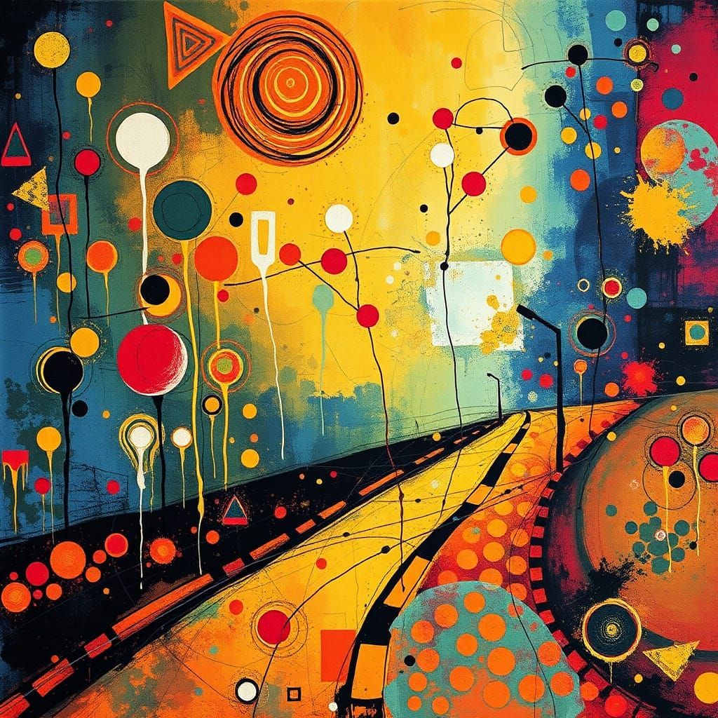 Abstract Jazz Expressionist Fabric Batik: Road to Eleusis