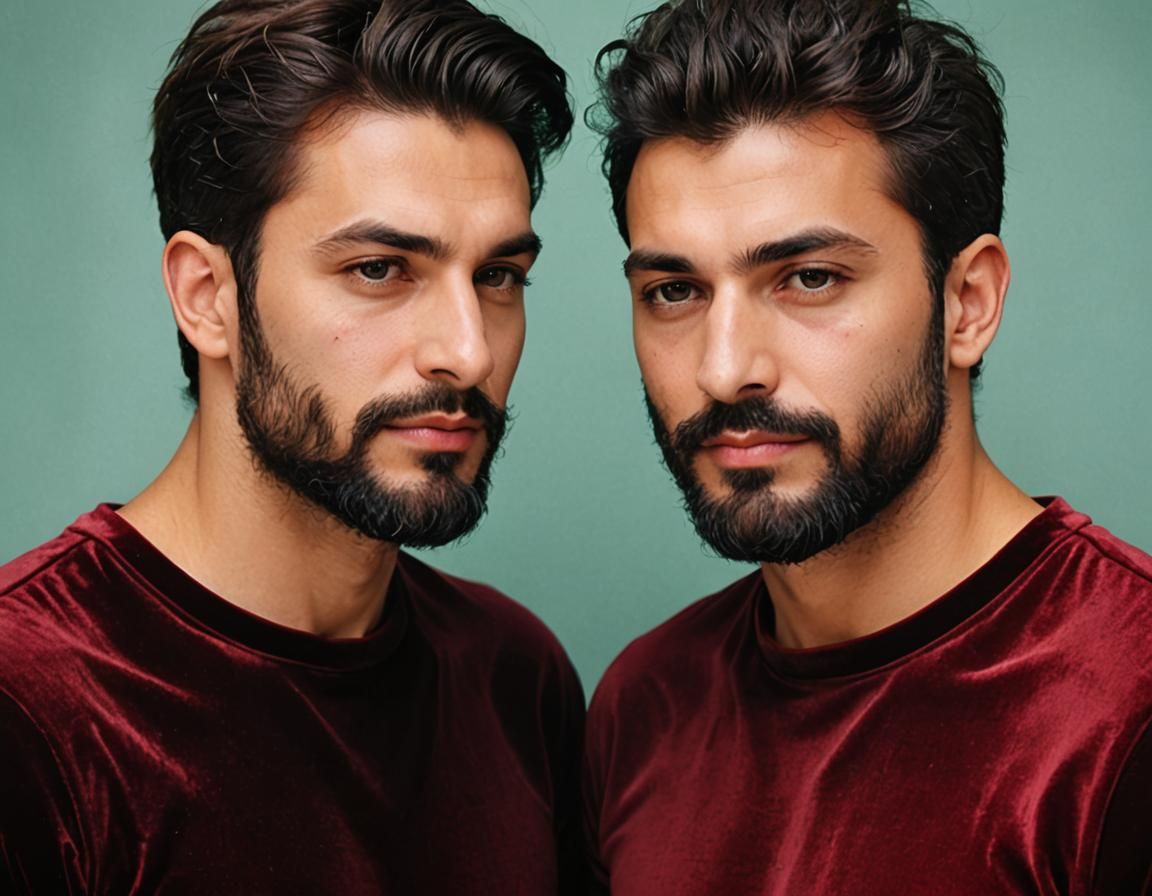 Portrait of Two Men in Velvet, Impasto Oil Painting