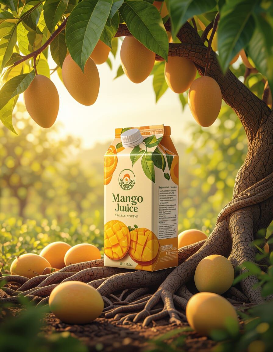 Mango Orchard Still Life in Hyperrealistic Style