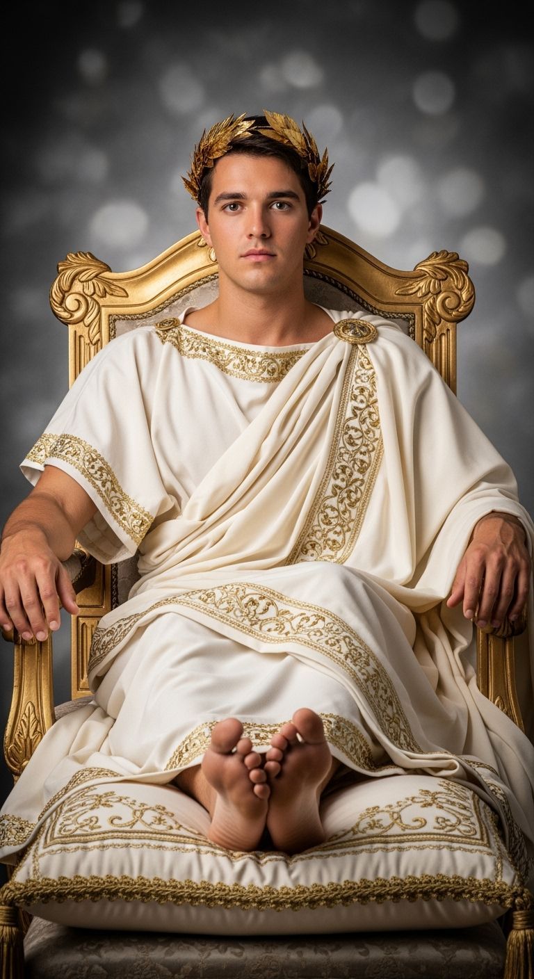 Young Roman Emperor on Gold Throne Portrait
