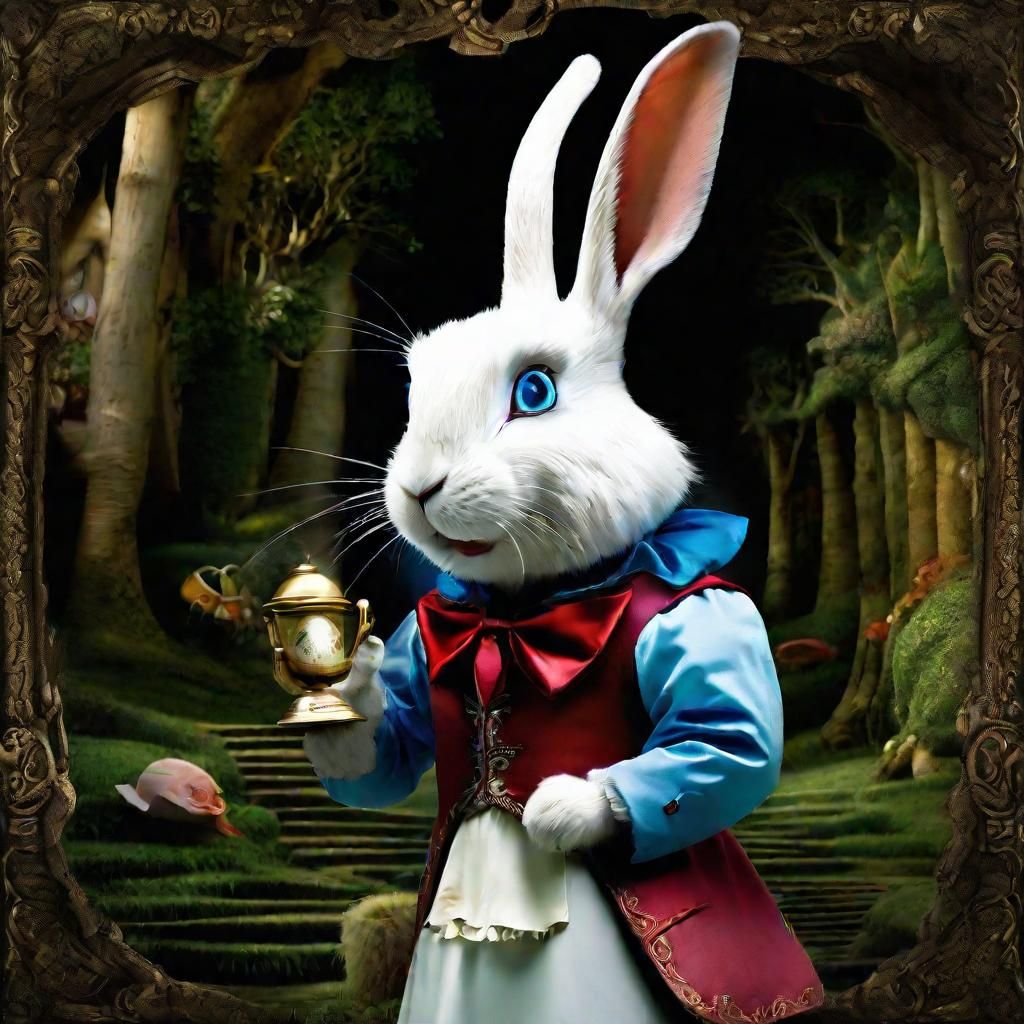 Alice's White Rabbit Through the Looking Glass