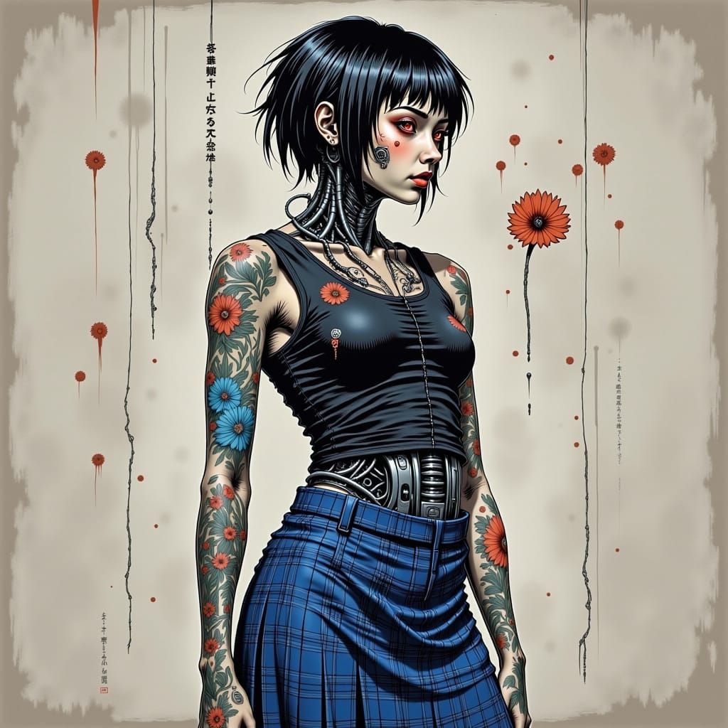 Cyborg Goddess in H.R. Giger Style