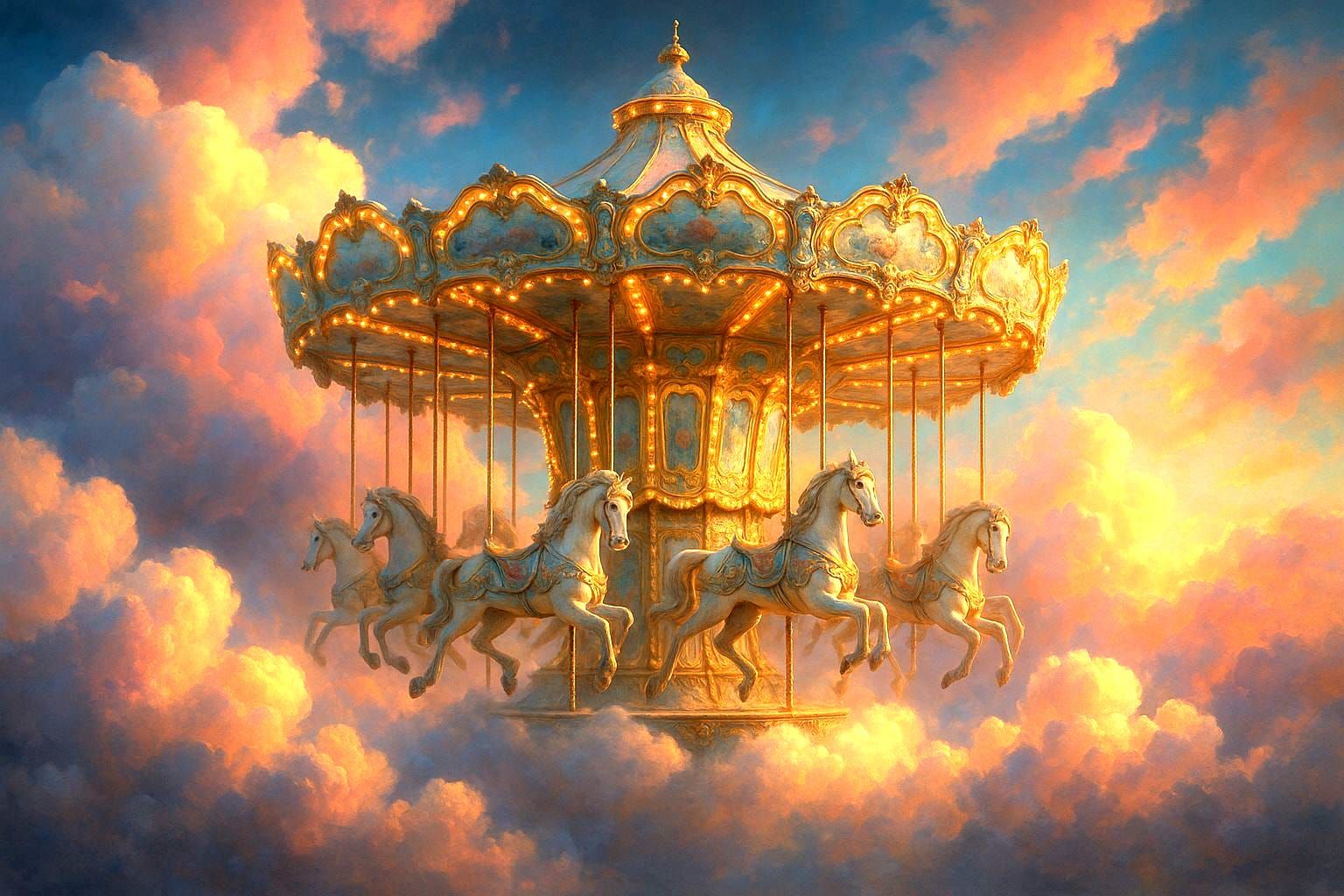 Carousel in the Clouds: Hyperrealistic Concept Art