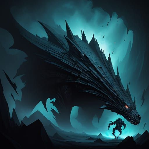 Dark Surrealism Creature in Jagged Pixel Art