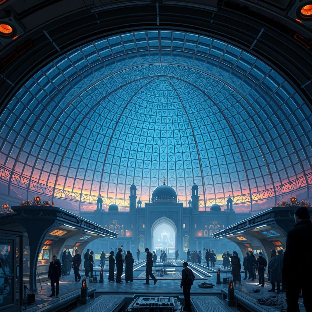 Thriving Human Colony on Europa in Photorealistic Style