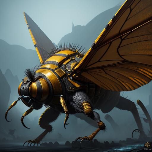 The Buzzon: Gigantic Bee Creature in Fantasy Art