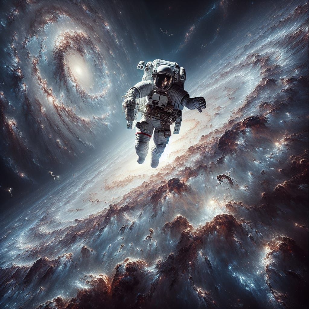 Astronaut in Galaxy: Hyperrealistic Space Exploration