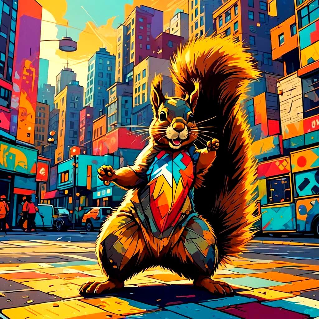 Breakdancing Squirrel Pop Art Screen Print