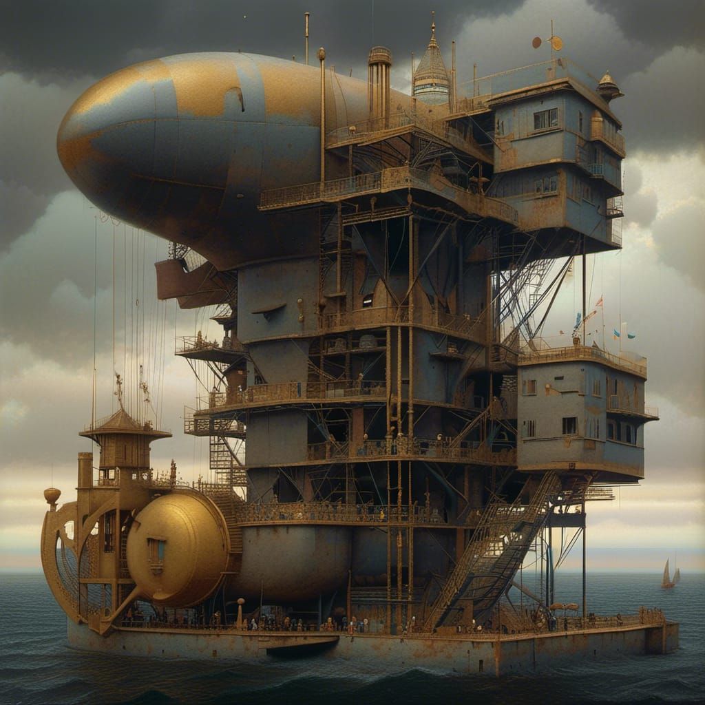 Abstract Gold Blending Cycles: Detailed Matte Painting