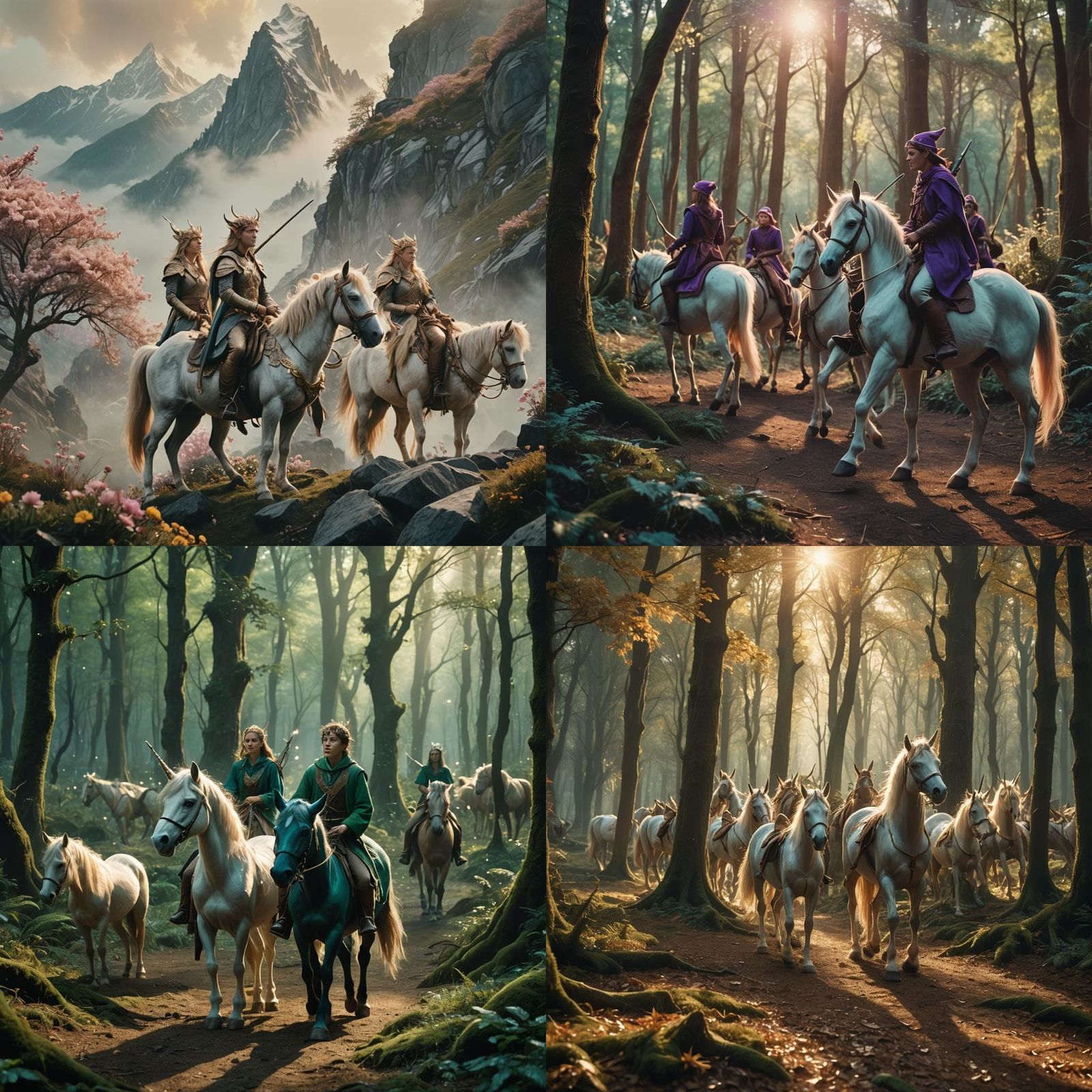 Elves on Unicorns: Cinematic Fantasy Scene