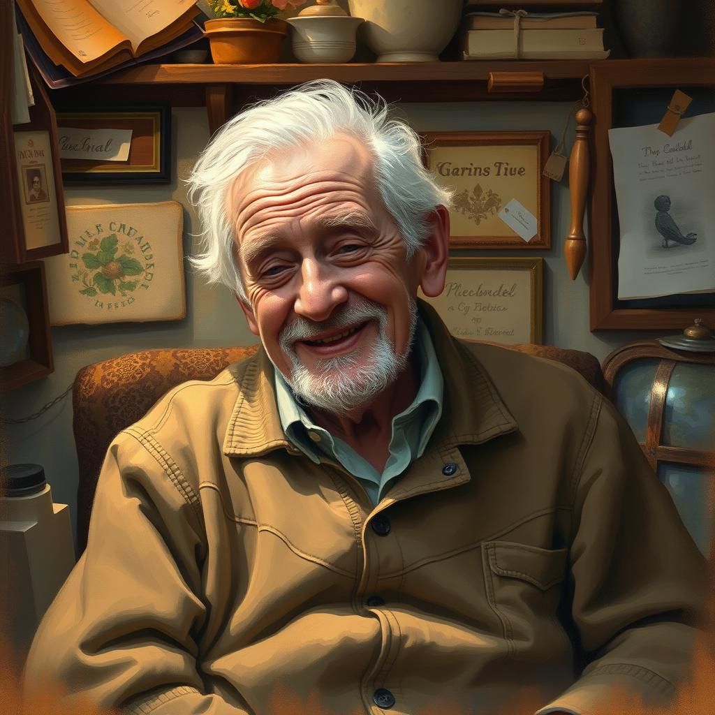 Elderly Man Portrait in Impressionist Style