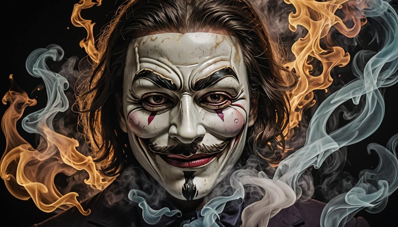 Guy Fawkes Mask with Joker Makeup