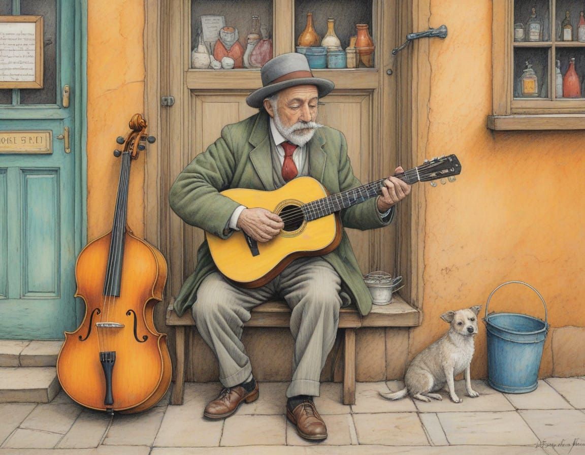 Vibrant Street Scene in Whimsical Cartoon Style