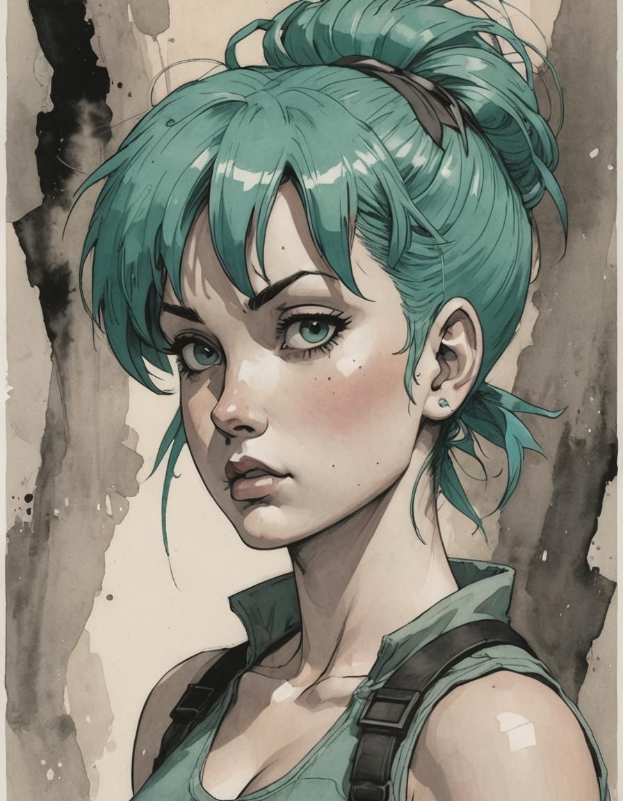 Dynamic Bulma Illustration in Comic Book Style