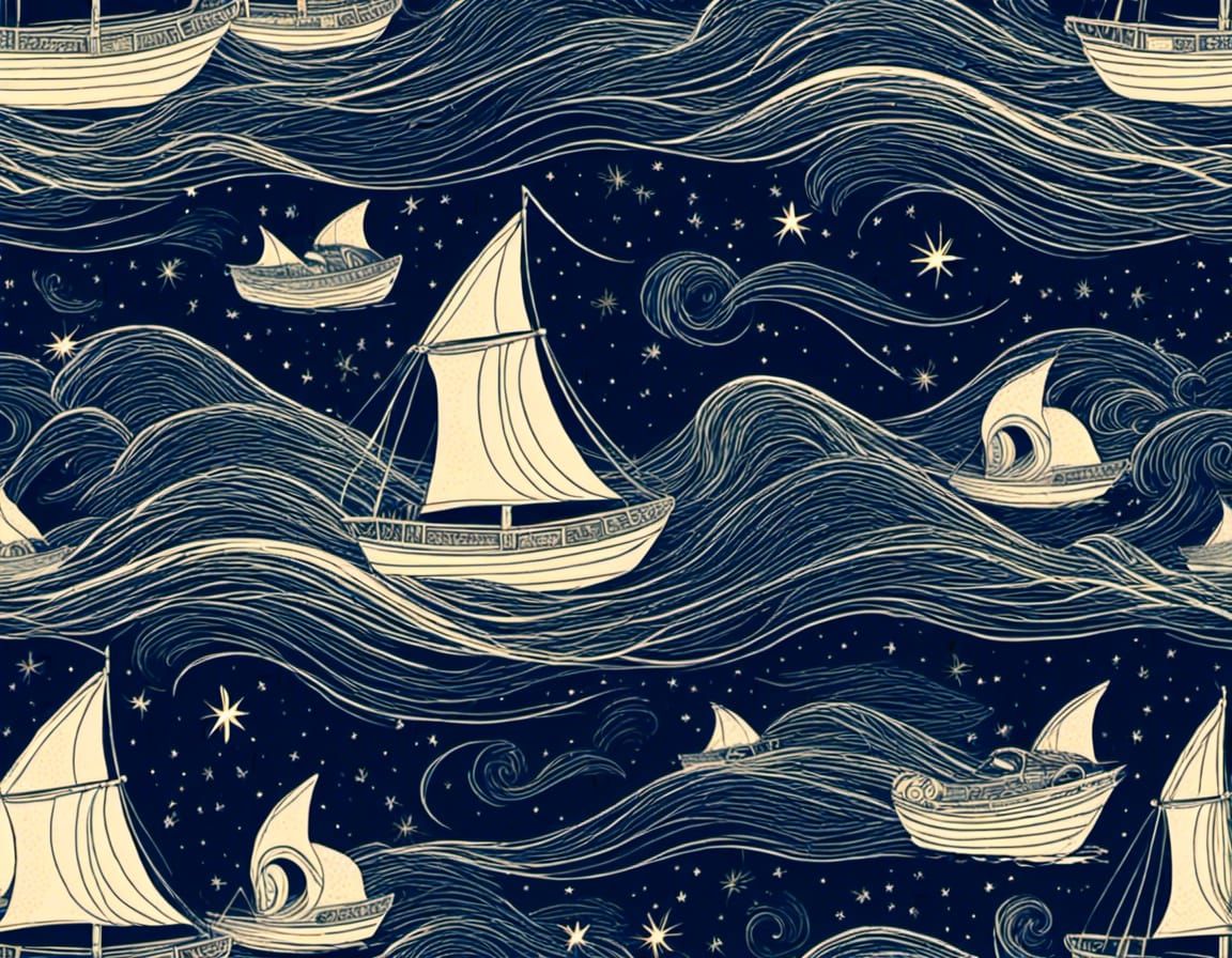 Boats Under Starry Night Sky on Water