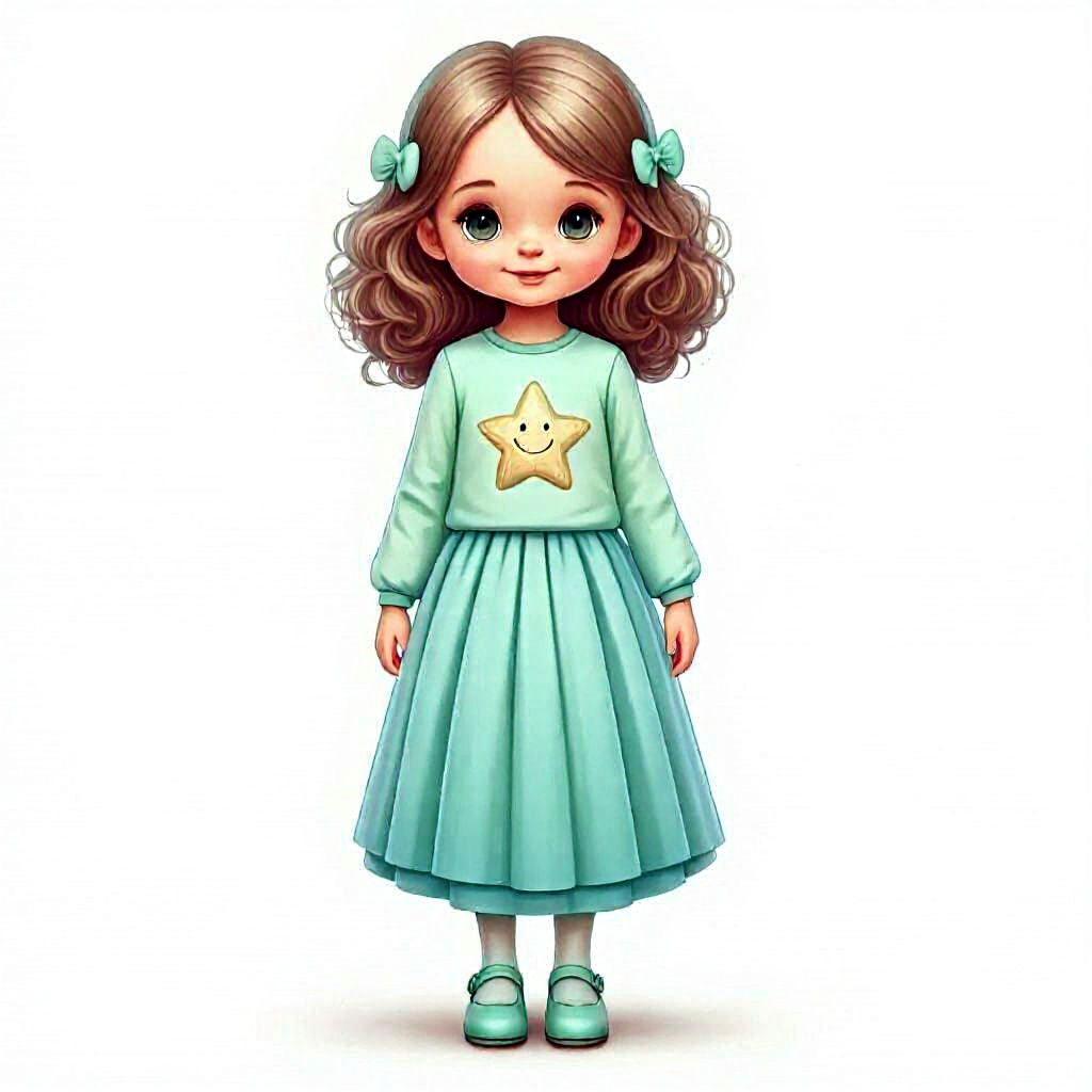 Girl with Star Wand Illustration