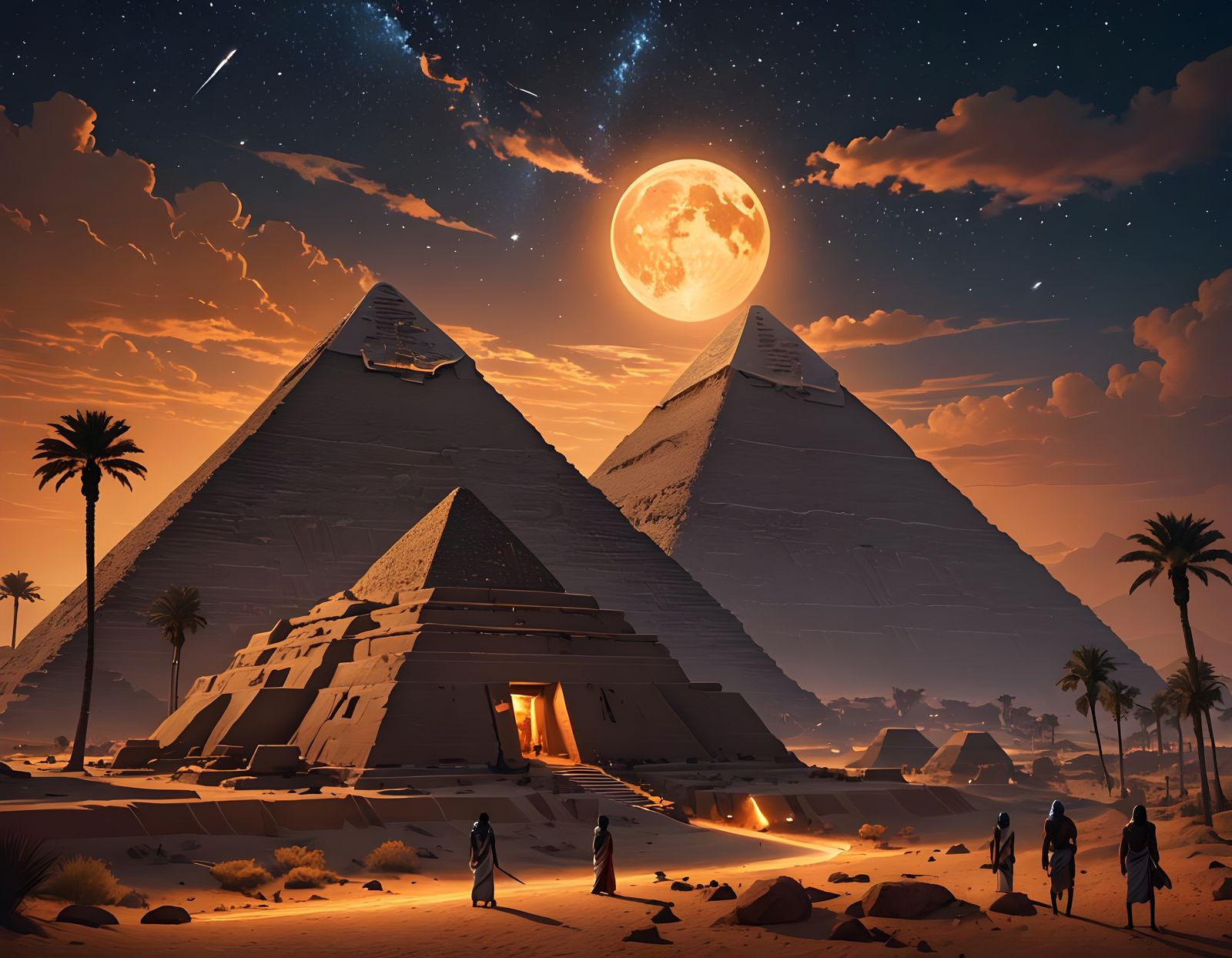 Mysterious Night Sky Over Ancient Egypt
