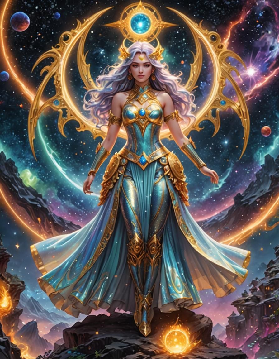 Beautiful Chimera Girl with Metal Skeleton and Dragon Wings