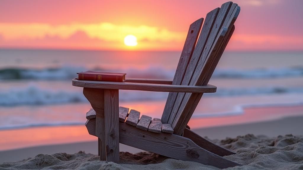 Adirondack Chair with Bible at Sunset: Photorealistic Image
