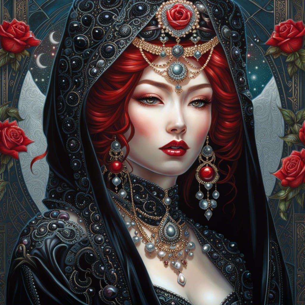 Gothic Japanese Princess Portrait in Space