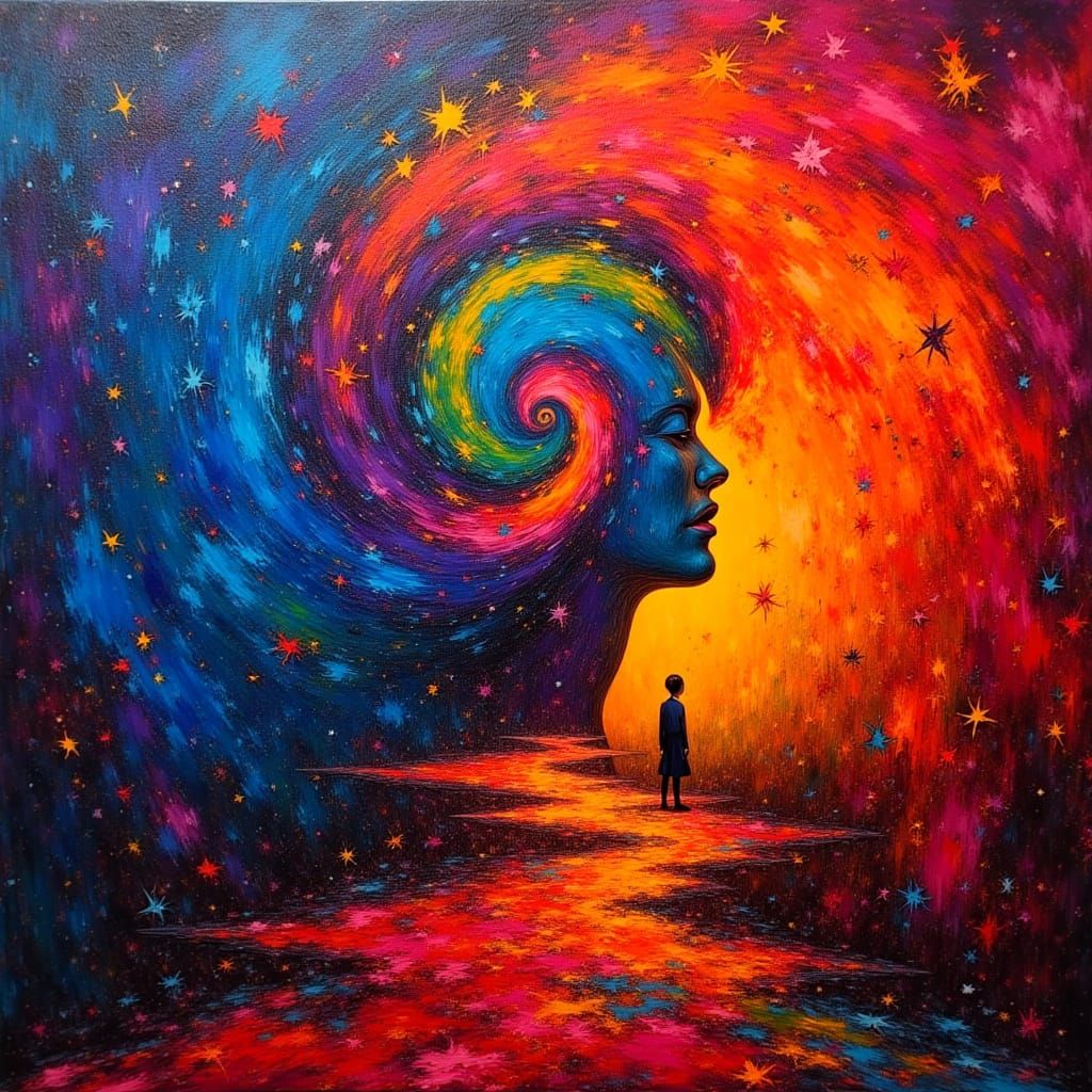 Kaleidoscopic Colors Swirling in Abstract Expressionism