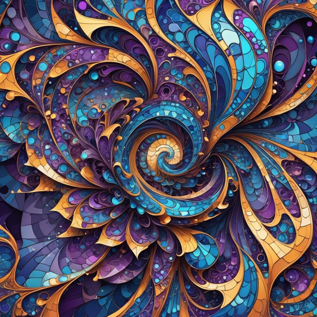 Abstract Fractal Wave Design with Luminous Color