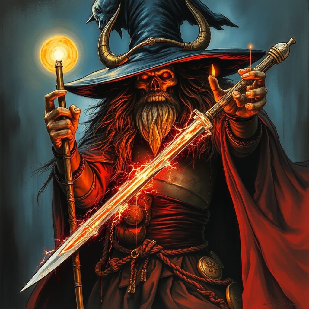 Sorcerer Warlock in Airbrush Art Style