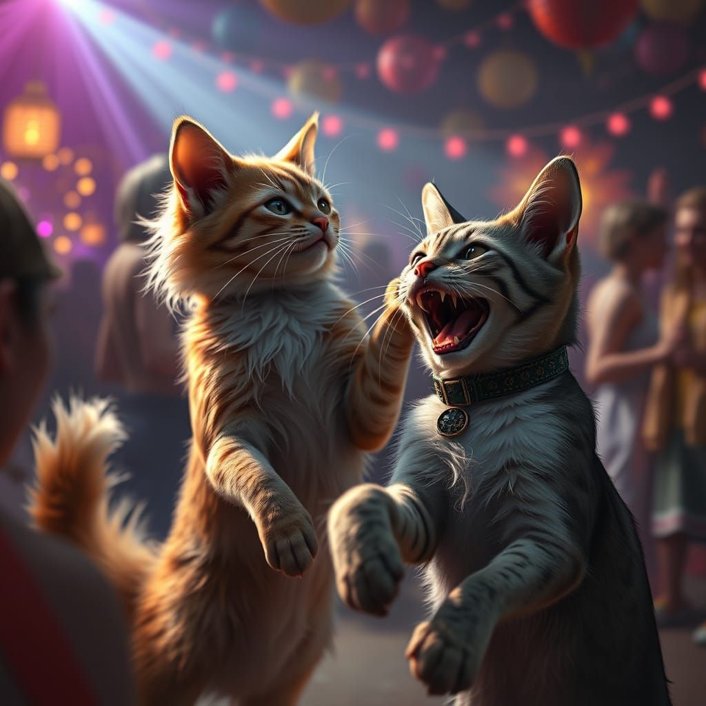 Vibrant Dance Party Scene in Fantastical Detail