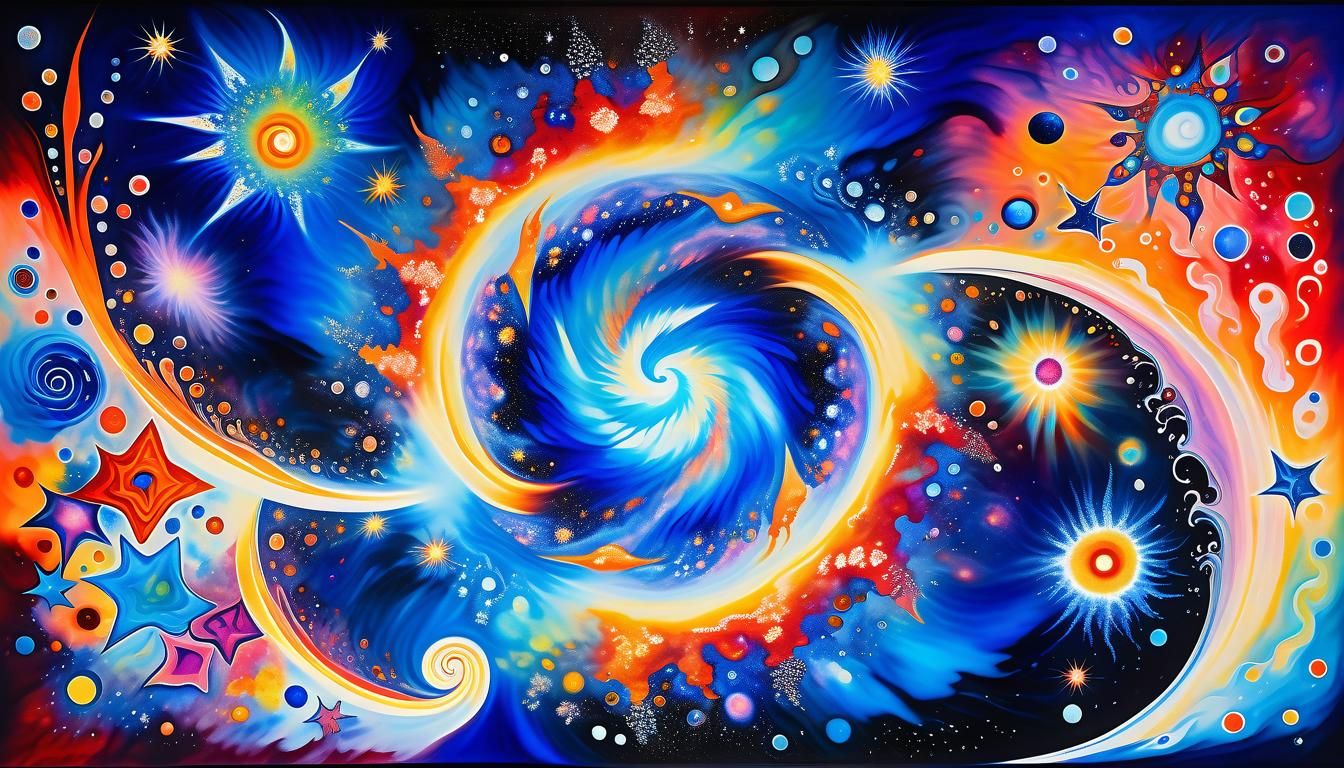 Cosmic Stars Swirling in Tunnels: Fauvist Expressionism