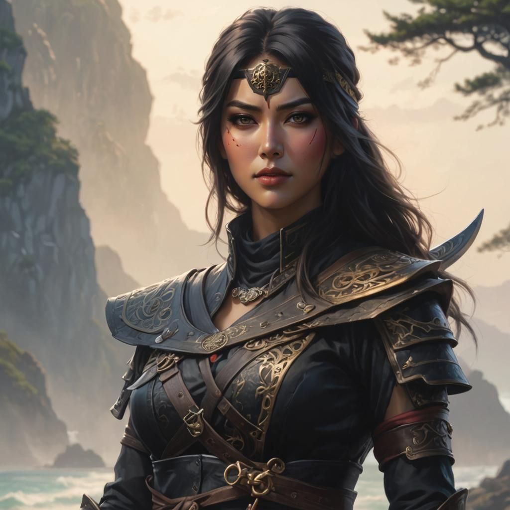 Asian-Inspired Ninja Pirate Portrait in High Fantasy Style
