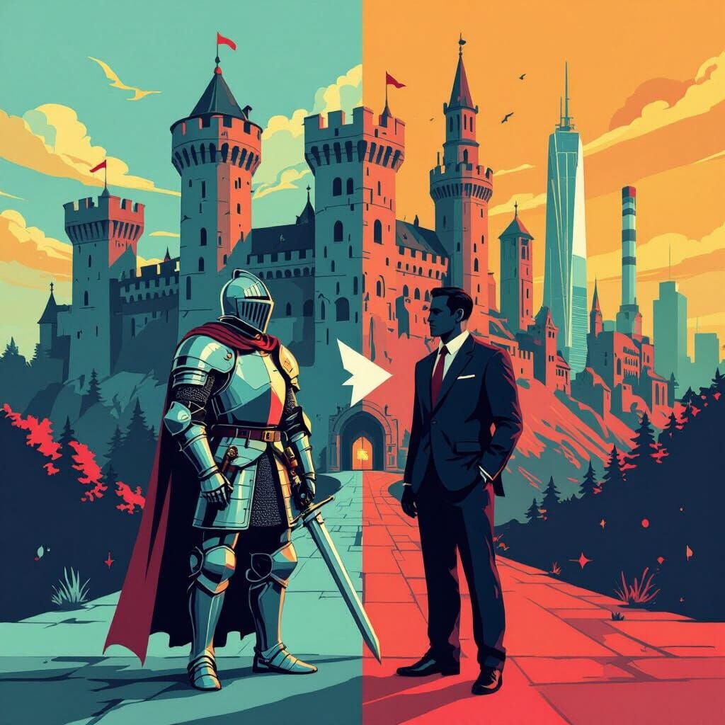 Feudalism to Capitalism: A Vector Timeline Illustration