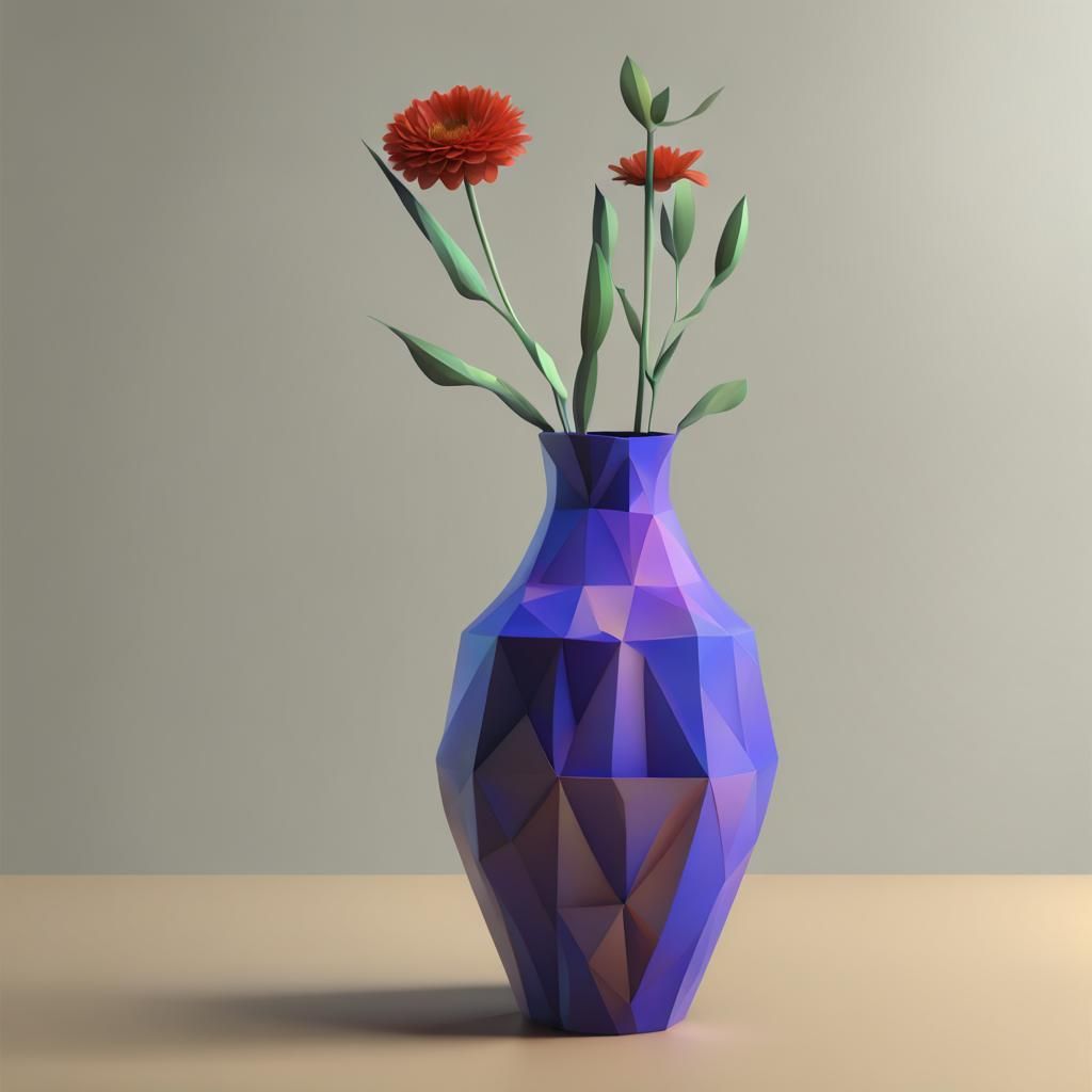Low Poly Vase Digital Art Render