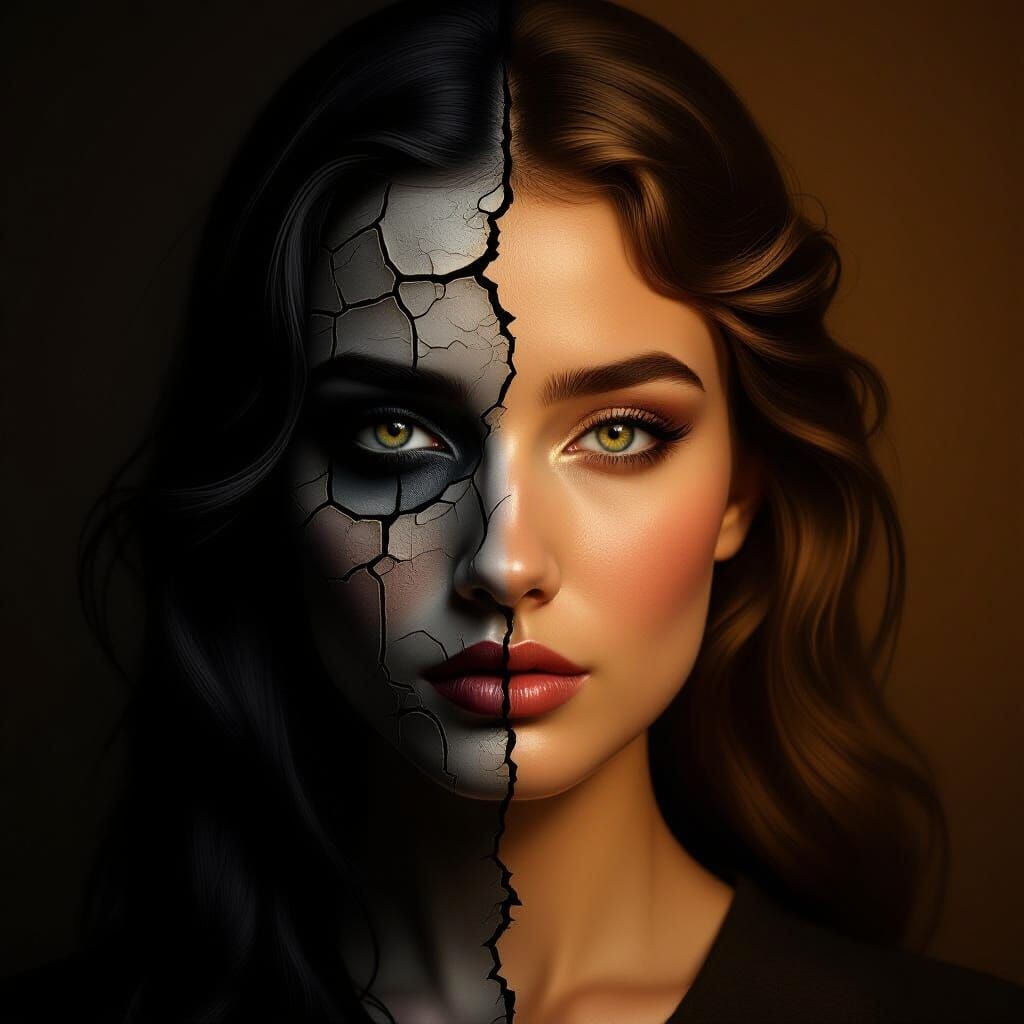 Split Portrait: Shadow and Light Personas
