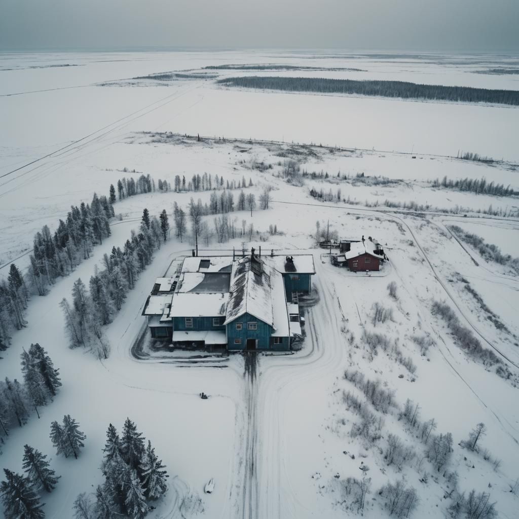 Aerial View of Old Siberian Auto Station