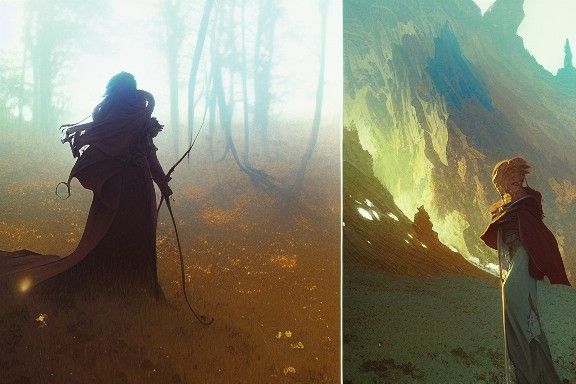 Vibrant Frontier Landscape in Art Nouveau Style