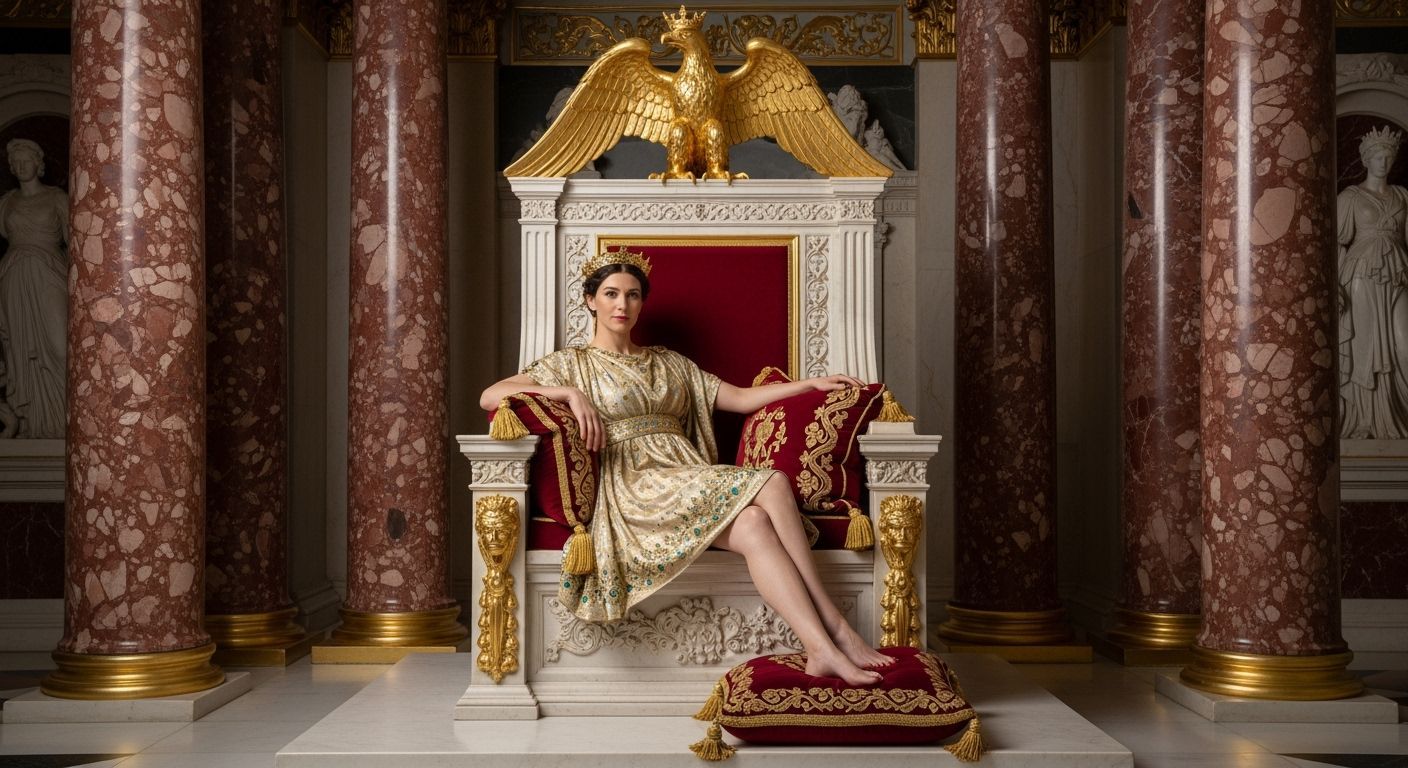 Empress Messalina on Lavish Throne in Royal Chamber