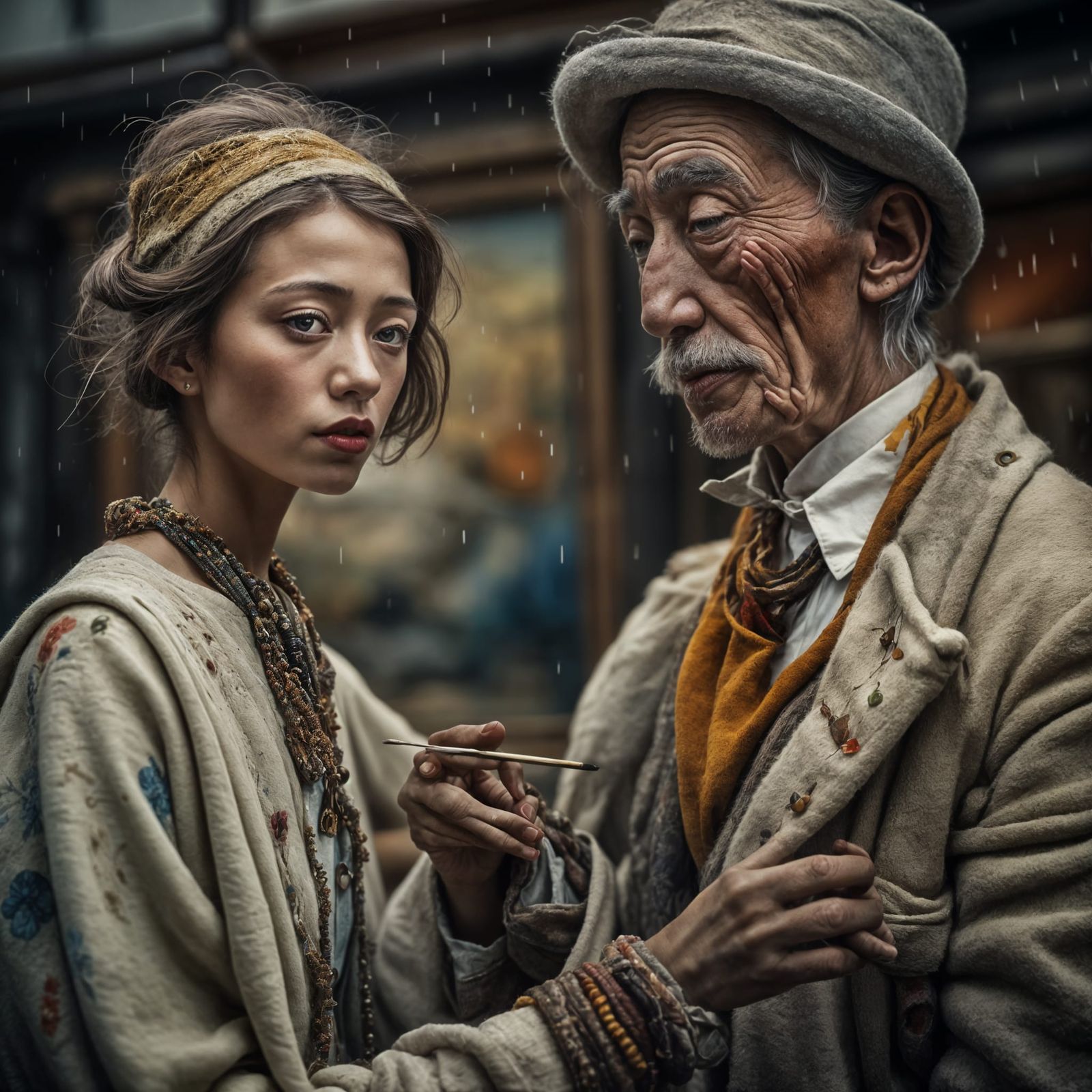 Polychromatic Abstract Painting in Magical Realism Style