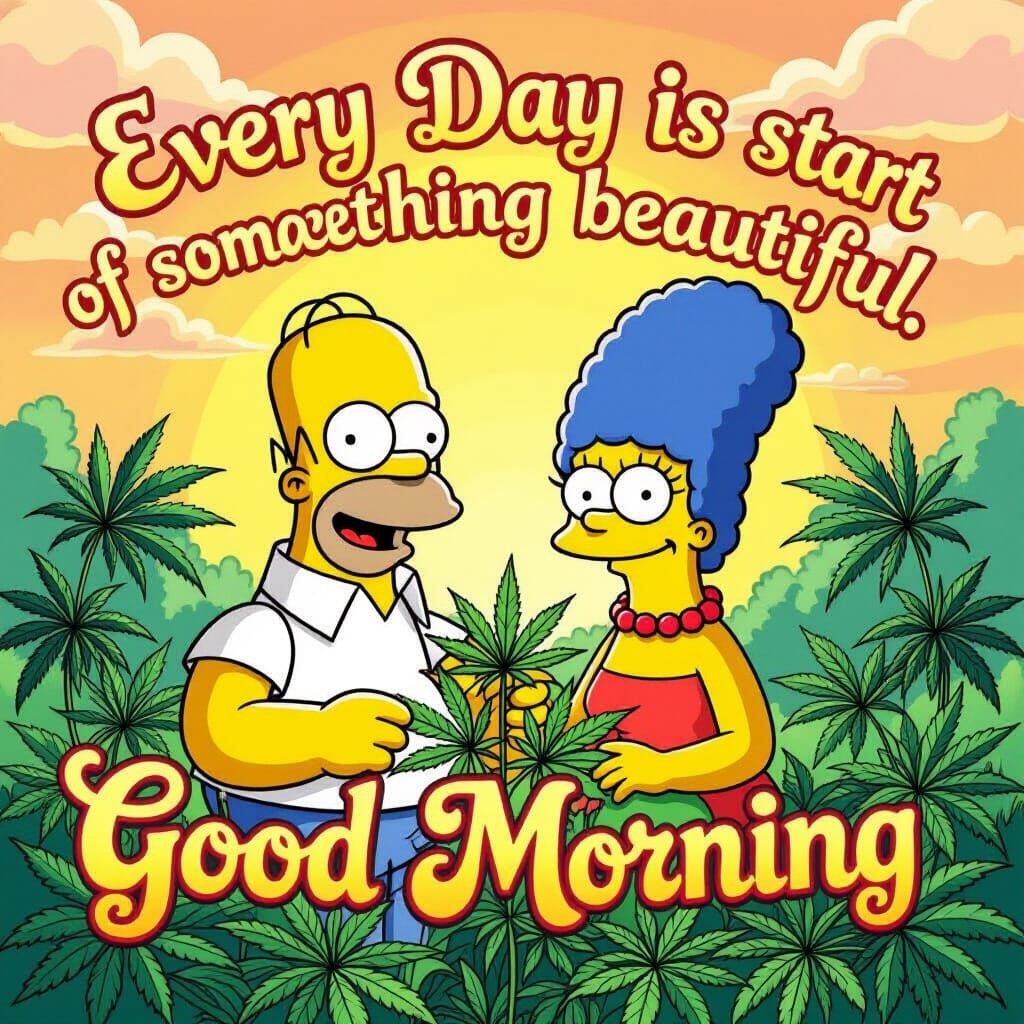 Homer and Marge in Marijuana Wonderland, Cartoon Style